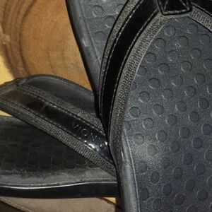 VIONIC TIDE II Patented Black Leather Orthotic 🩴 Sandals SZ 9